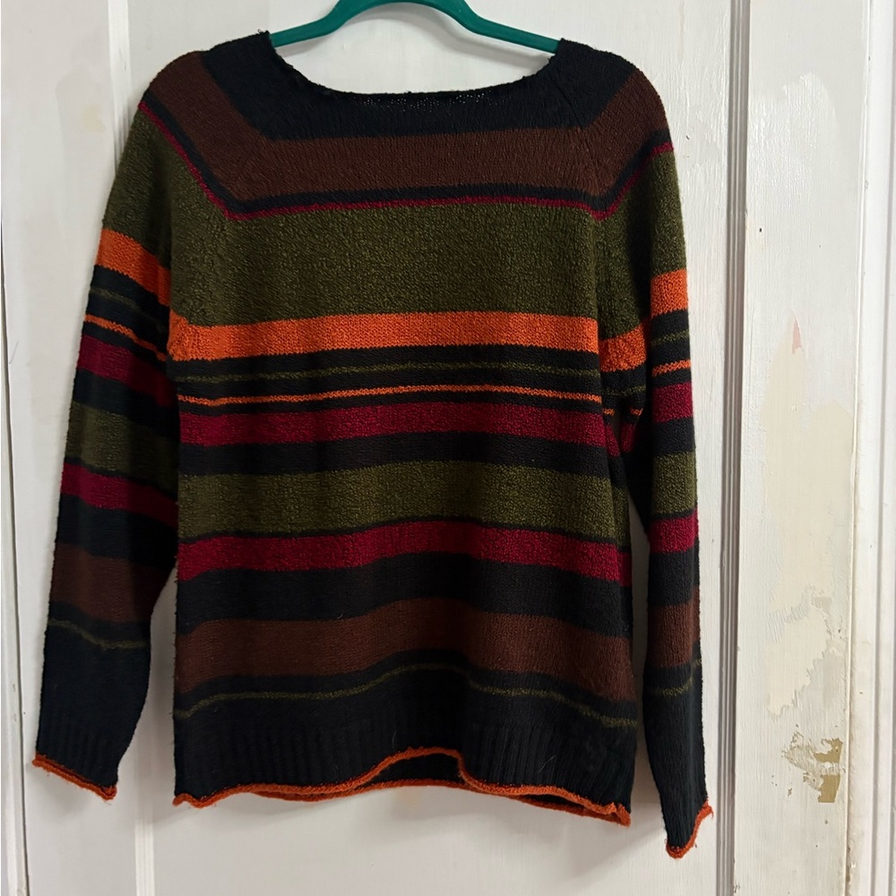 Colorful Striped Women's Crew Neck Sweater